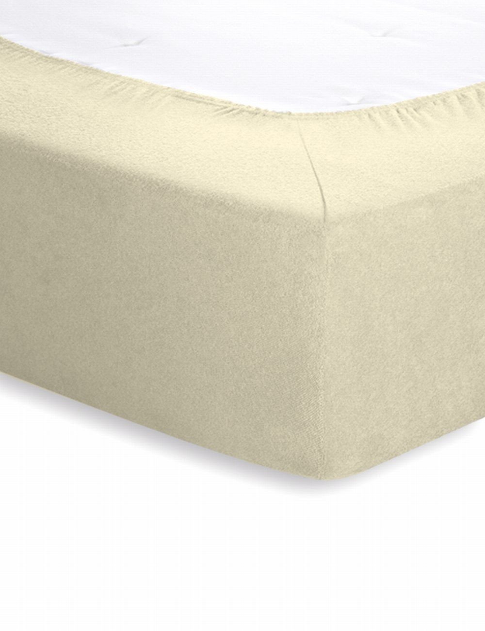 Schlafgut Frottee-Stretch Spannbetttuch  - ecru - ca. 140 cm