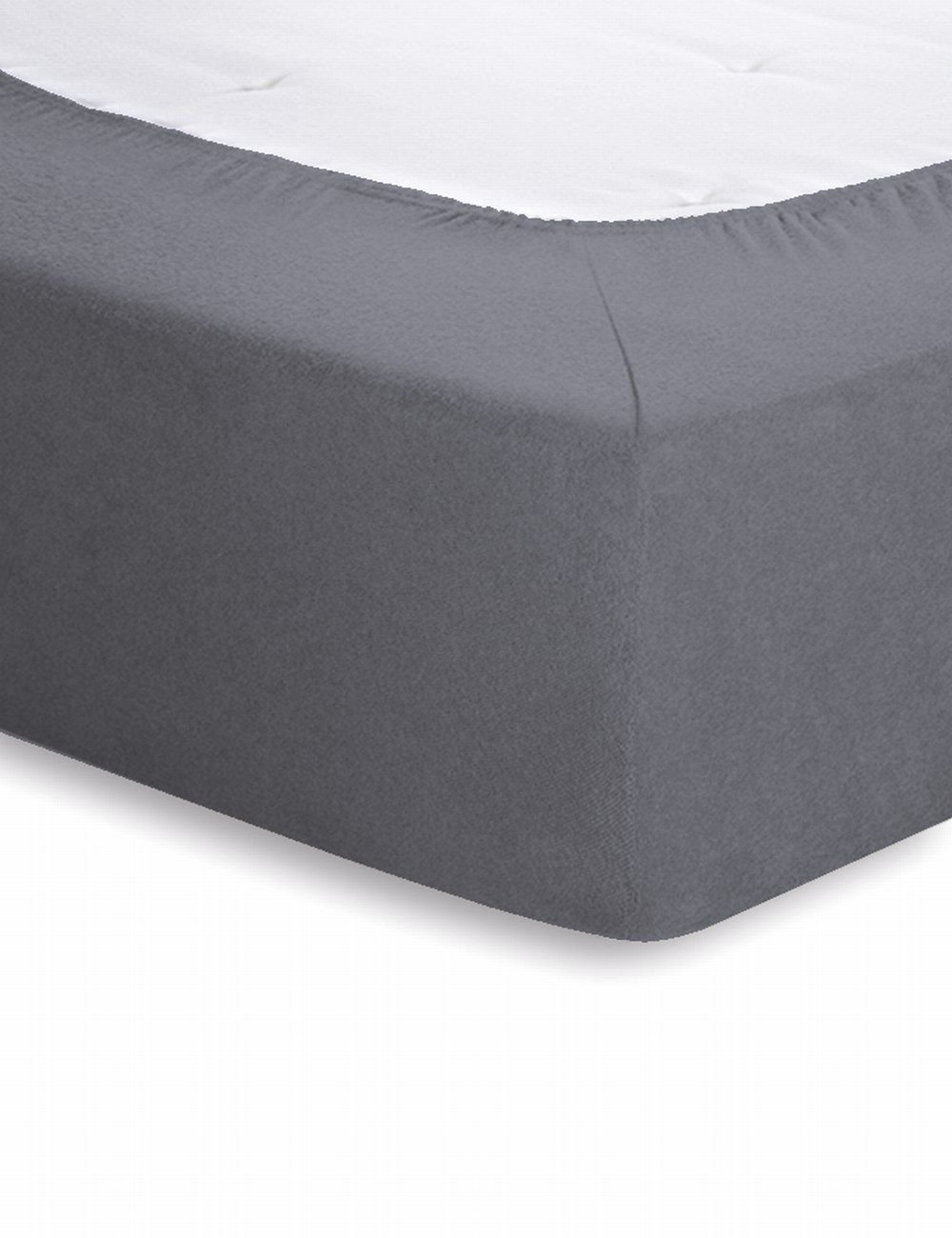 Schlafgut Frottee-Stretch Spannbetttuch  - graphit - ca. 140 cm